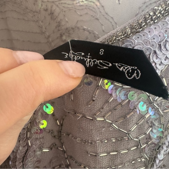 Vintage Fairycore Elegant Gray Embellished Women's Top sequins beaded y2k 4 - Picture 8 of 9